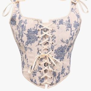 Floral Lace-Up Corset Top
